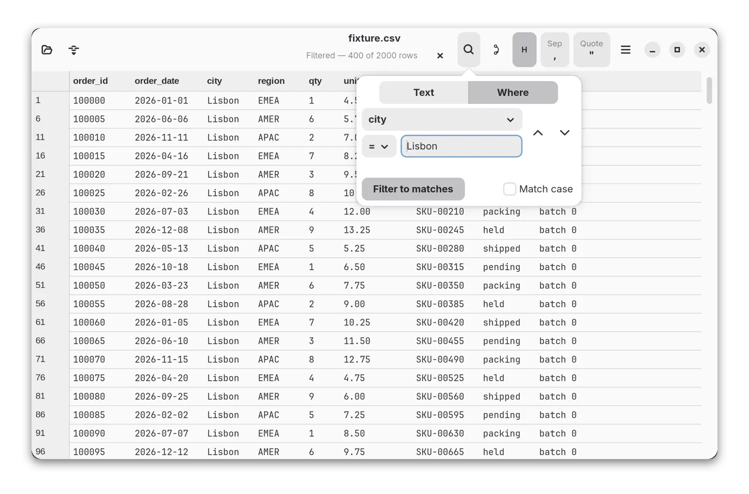 typed column predicates