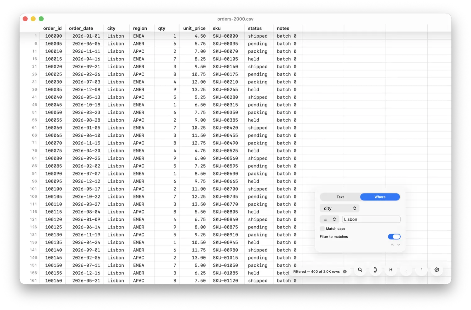 Typed column predicate